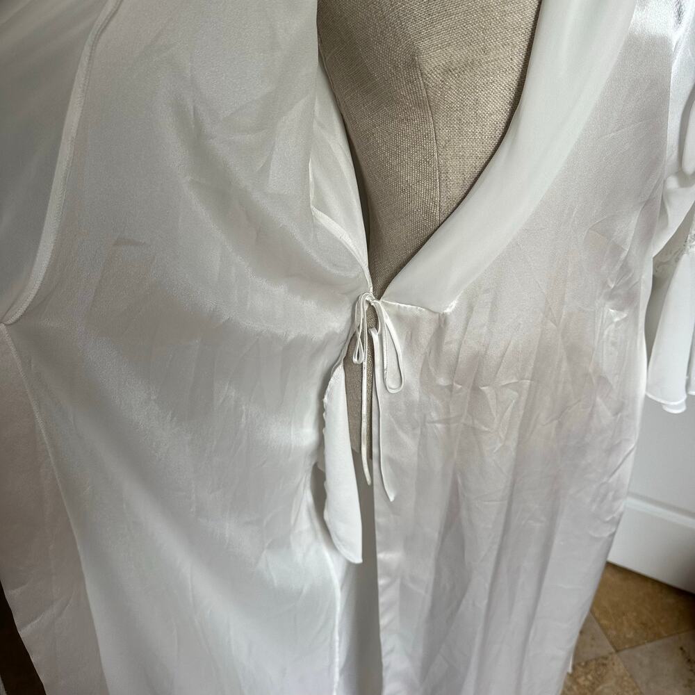 Vintage Oscar de la Renta Pink Label White Satin Bridal Robe Sz L - Picture 9 of 10
